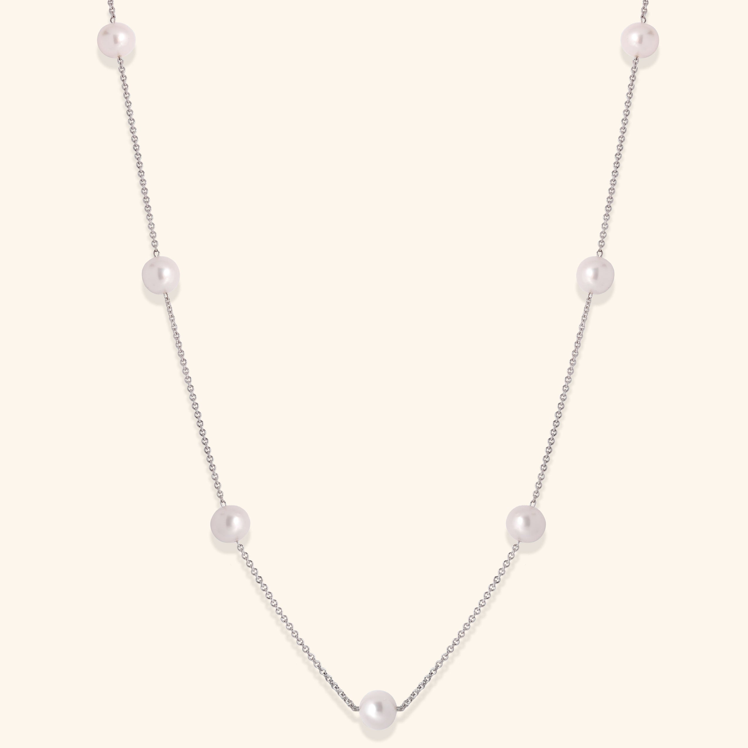 14K White Gold Fresh Water Pearl Necklace