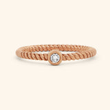 14K Rose Gold Stone Diamond Rope Ring