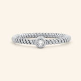 14K White Gold Stone Diamond Rope Ring