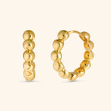 14K YG Beaded Hoop Earrings