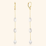 14K Yellow Gold Fresh Water Pearl Dangling Earrings