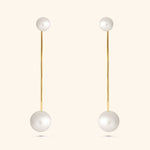 14K Yellow Gold Fresh Water Pearl Earrings with Dangling Jacket