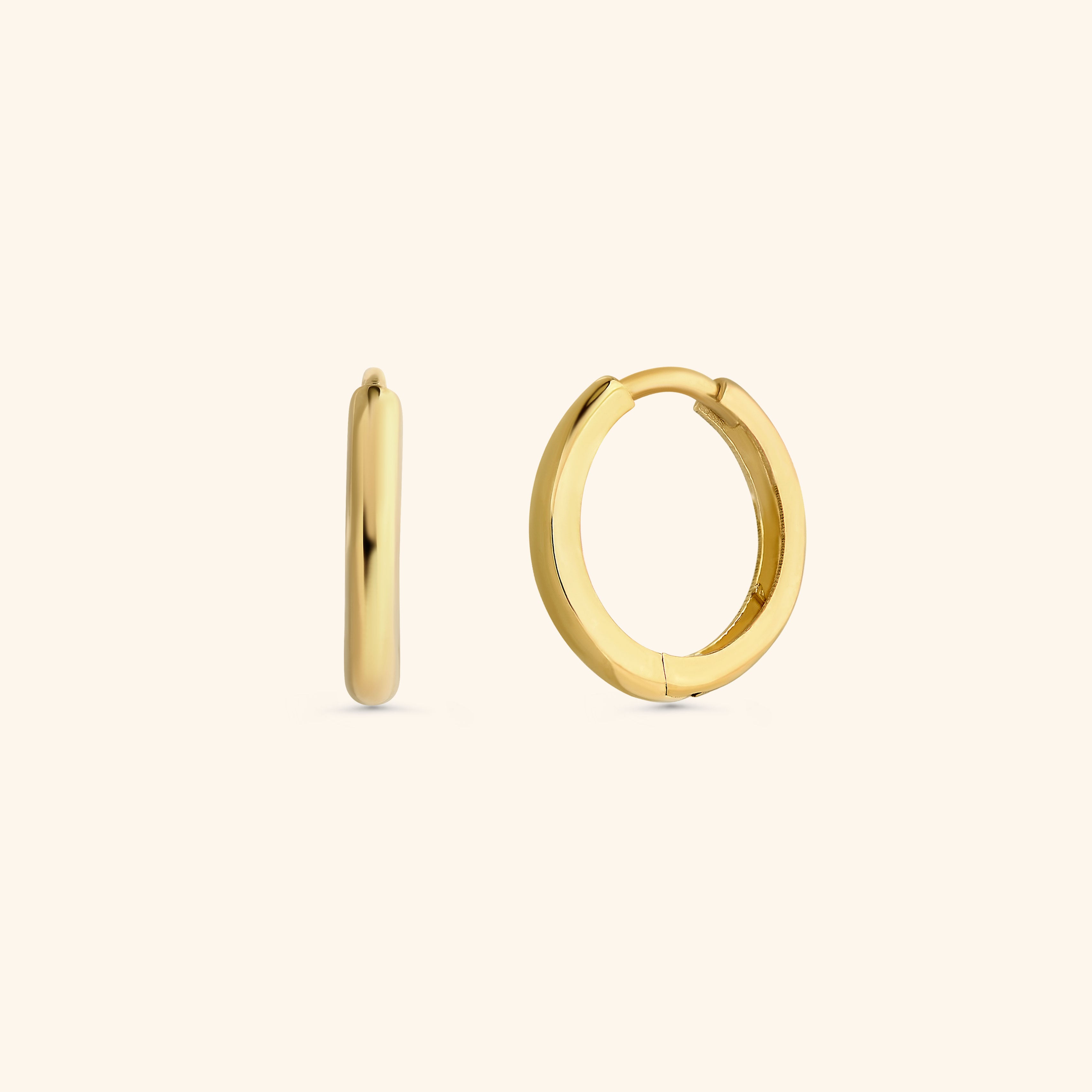 14K Yellow Gold Huggie Hoop Earrings