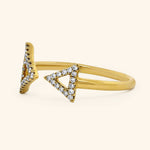 14K Yellow Gold Open Triangle Diamond Ring side view