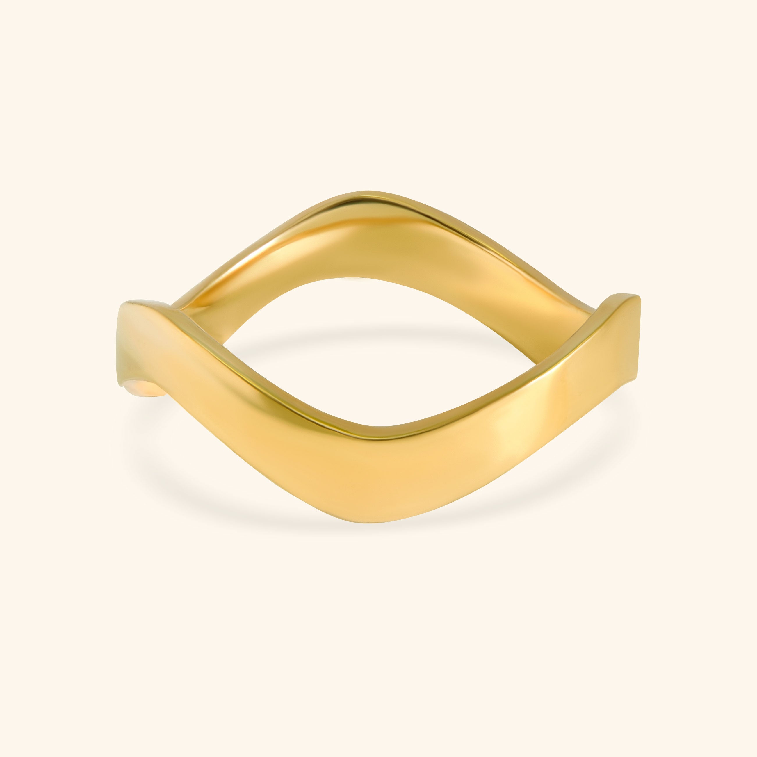 14K Yellow Gold Solid Wavy Band