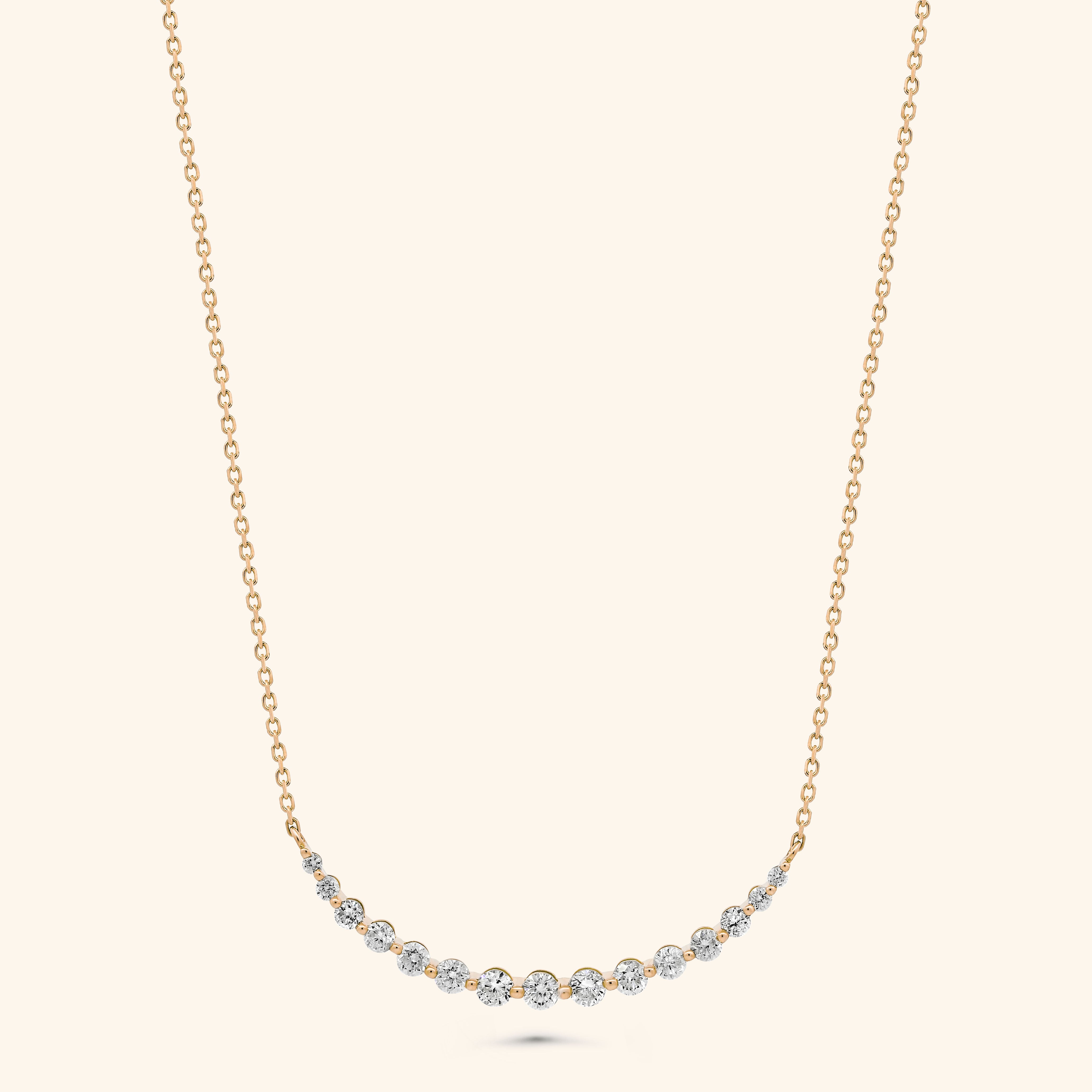 18K Rose  Gold Crescent Diamond Necklace