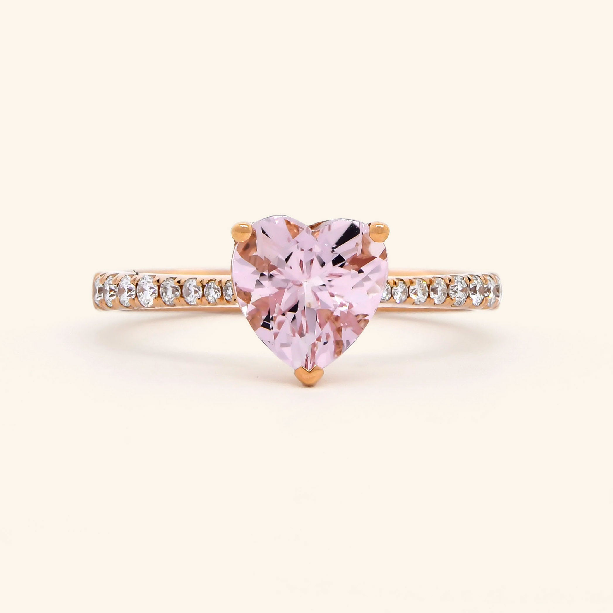 18K Rose Gold Heart-Shaped Morganite and Diamond Ring