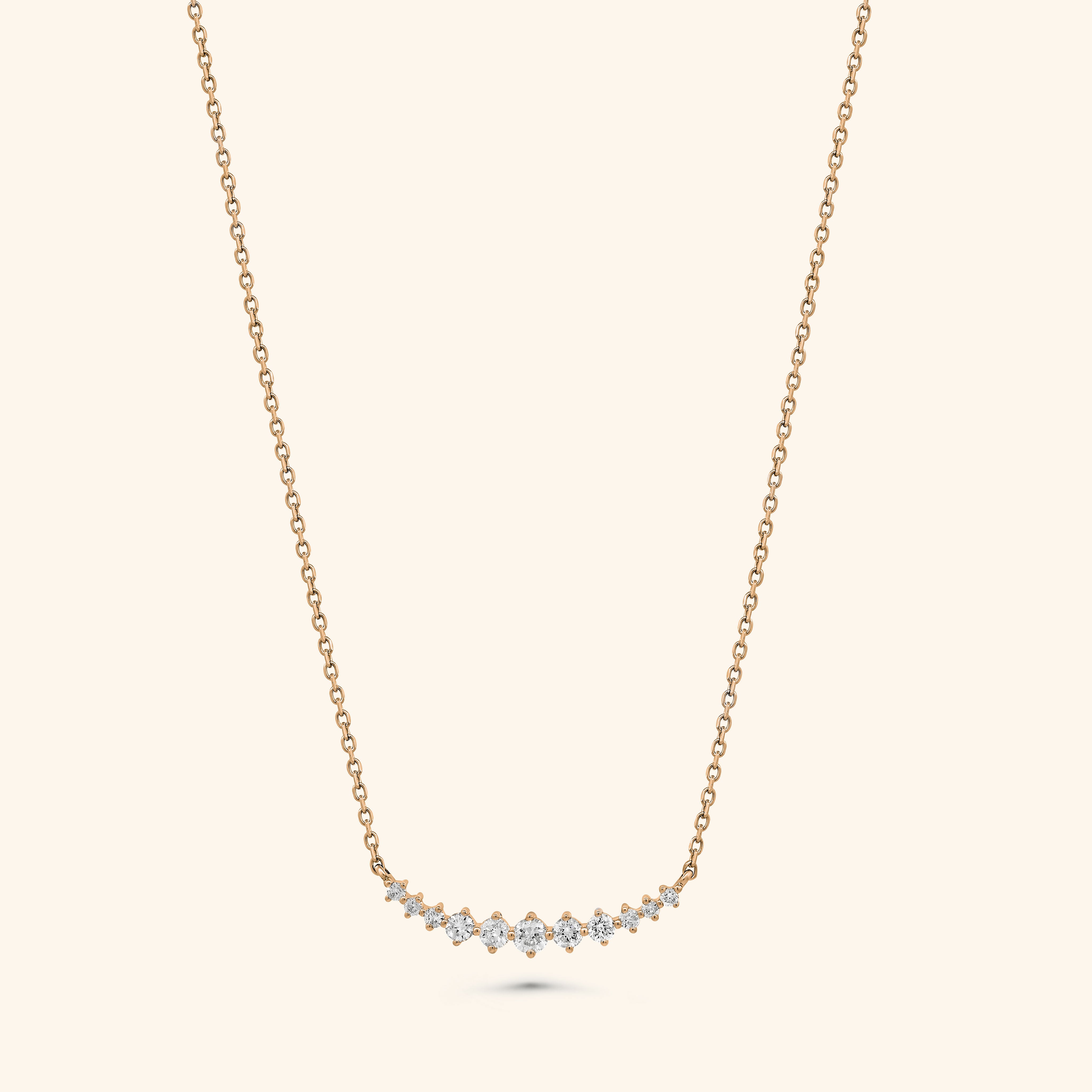 18K Rose Gold Petite Crescent Diamond Necklace