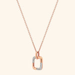 18K Rose Gold Square Diamond Pendant