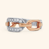 18K Rose Gold & White Gold Diamond Buckle Ring side  view