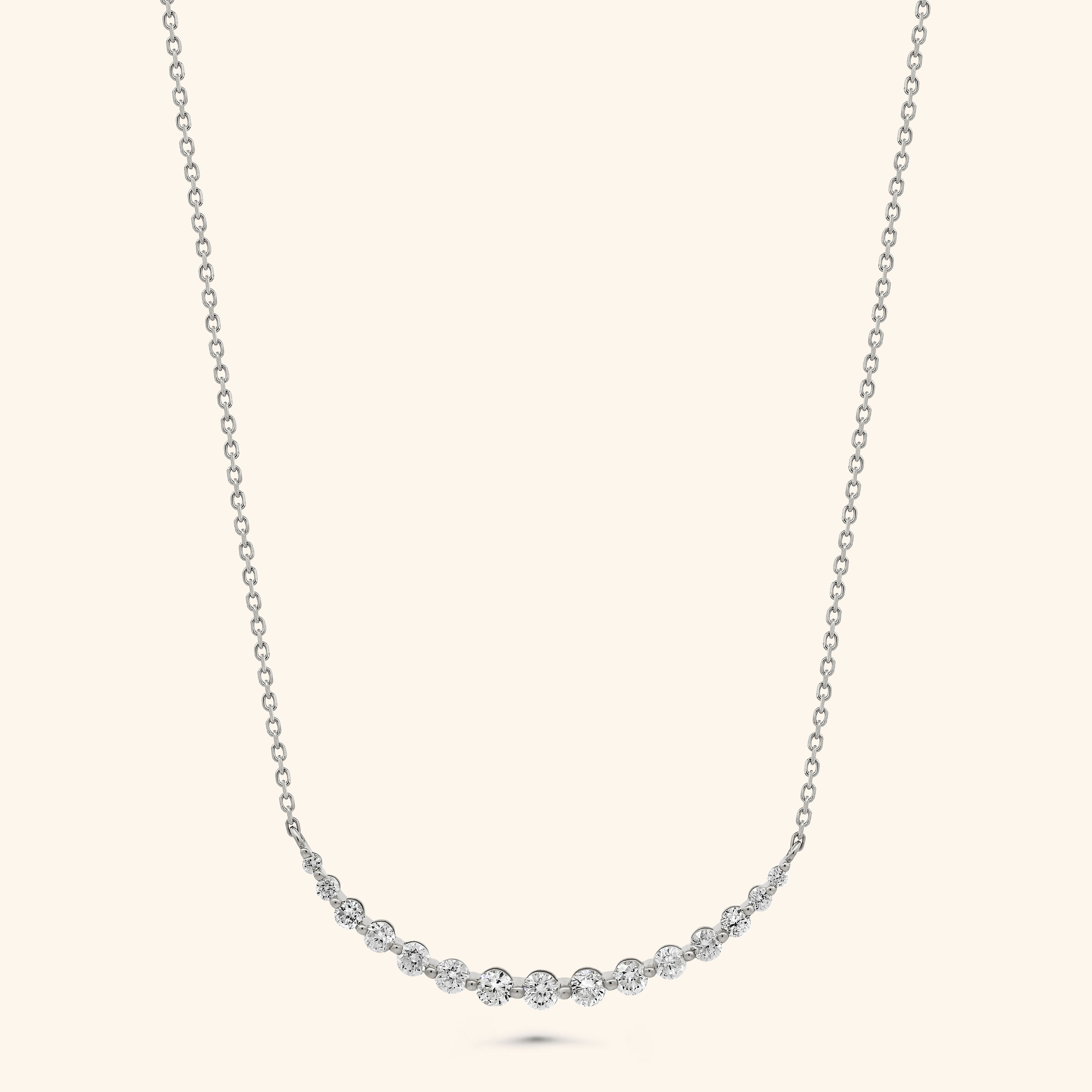 18K White Gold Crescent Diamond Necklace