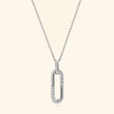 18K White Gold Diamond Paper Clip Pendant