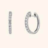 18K White Gold Diamond Pave Huggie Earrings