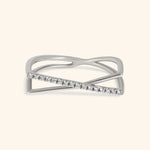 18K White Gold Diamond Pave X Ring