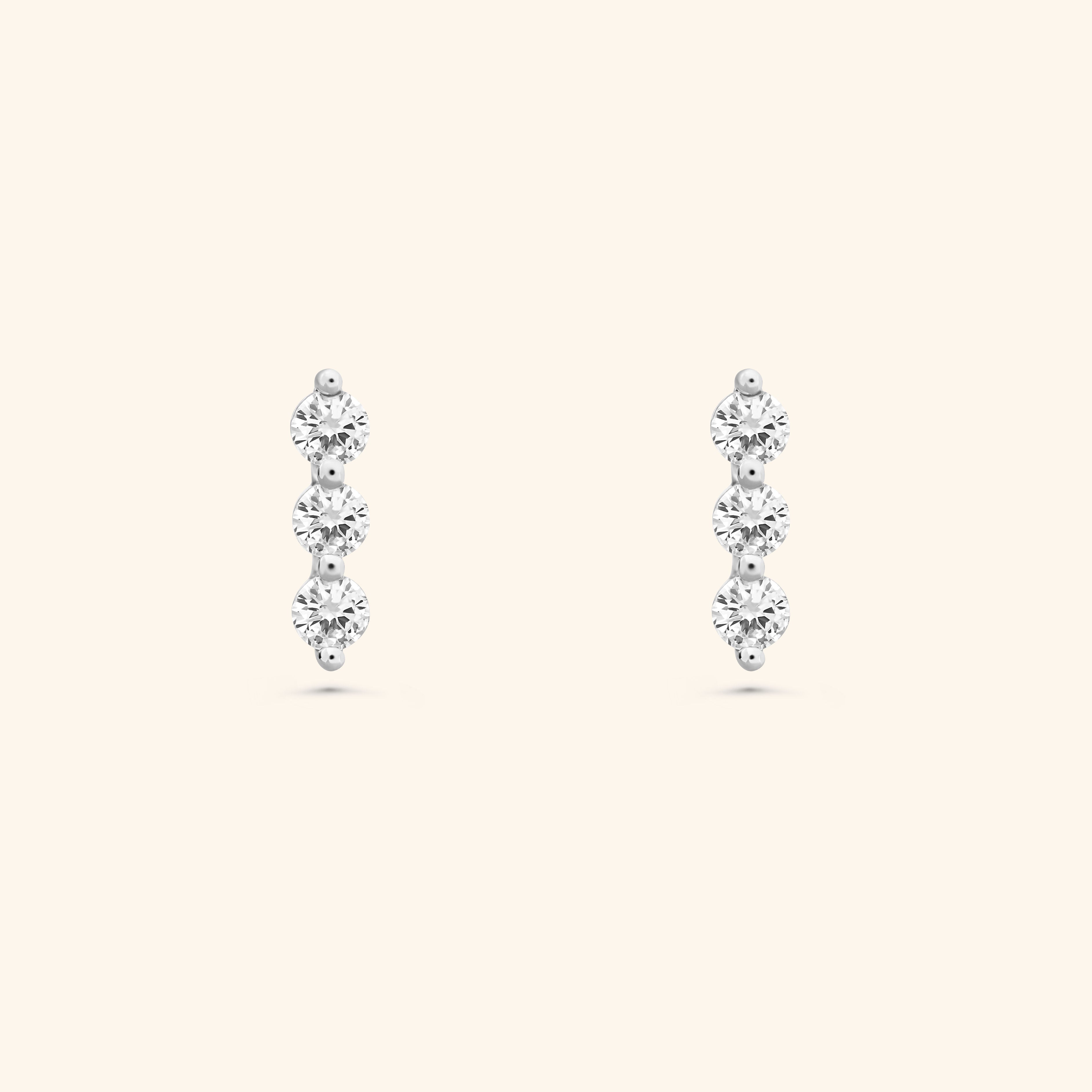 18K White Gold Diamond Trio Stud Earrings