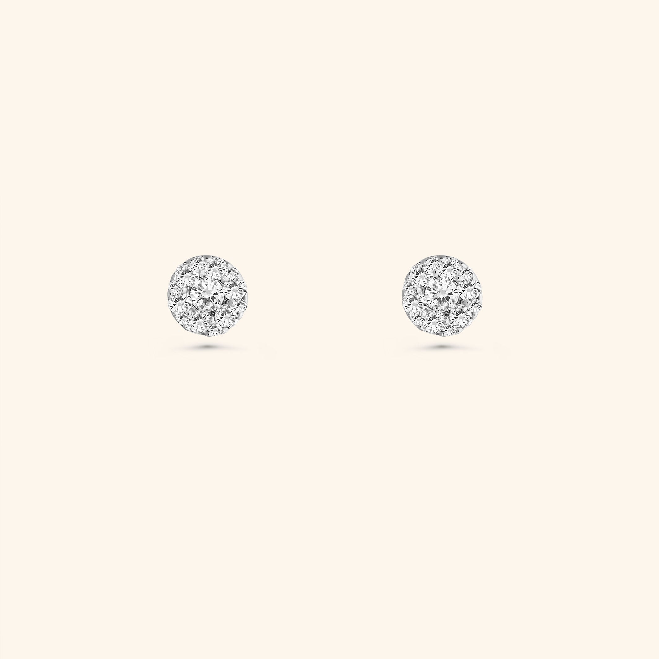 18K White Gold Petite Cluster Diamond Stud Earrings