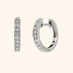 18K White Gold Petite Diamond Huggie Hoop Earrings