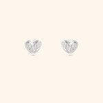 18K White Gold Petite Heart Shape Earrings with Round Diamond