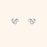 18K White Gold Petite Heart Shape Earrings with Round Diamond