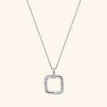 18K White Gold Square Diamond Pendant