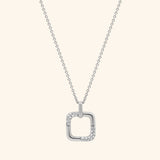 18K White Gold Square Diamond Pendant