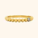 18K Yellow Gold Beaded Ring with Diamond Accent