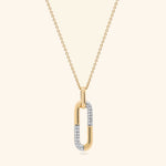 18K Yellow Gold Diamond Paper Clip Pendant