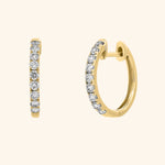 18K Yellow Gold Diamond Pave Huggie Earrings