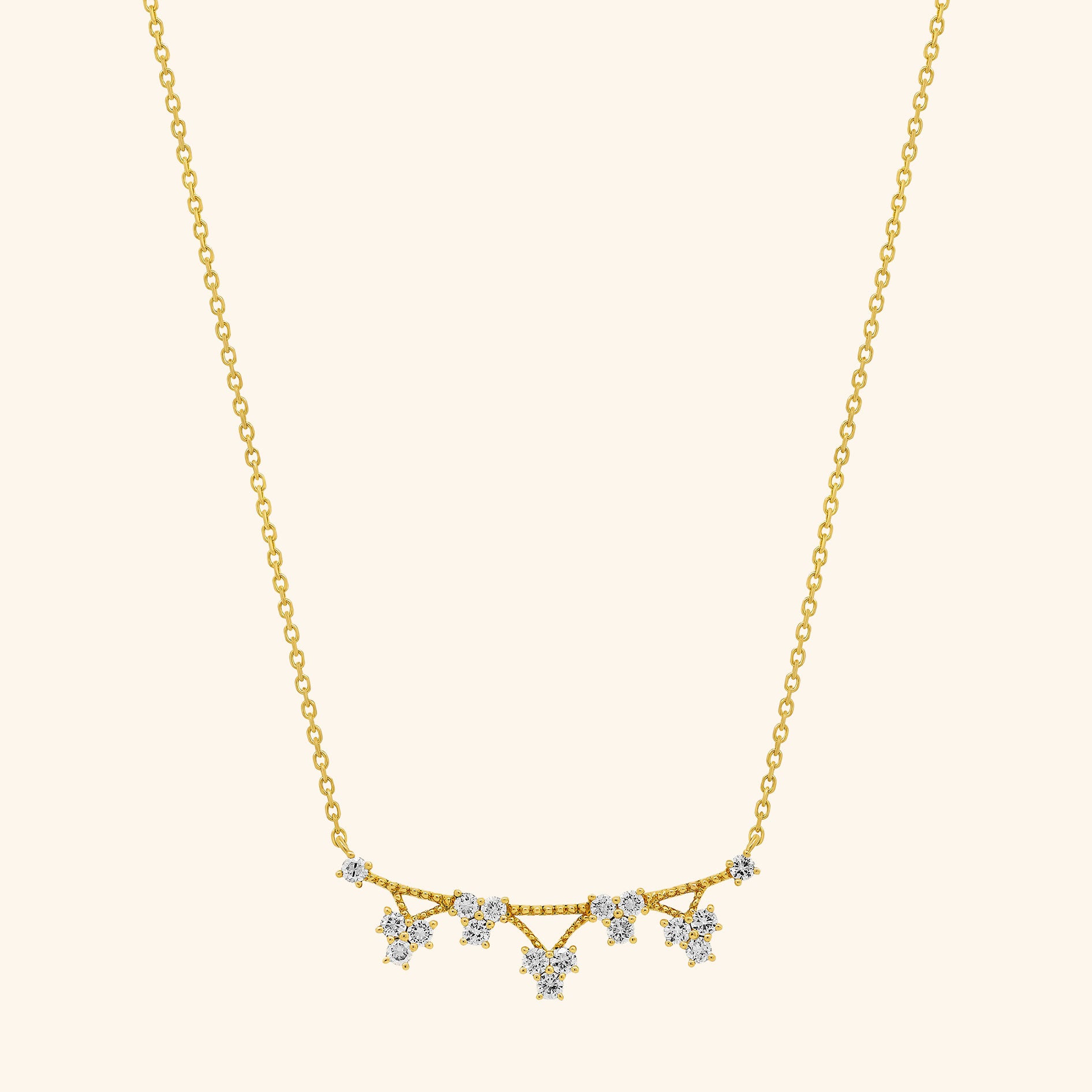 18K Yellow Gold Diamond Scatter Trio Necklace