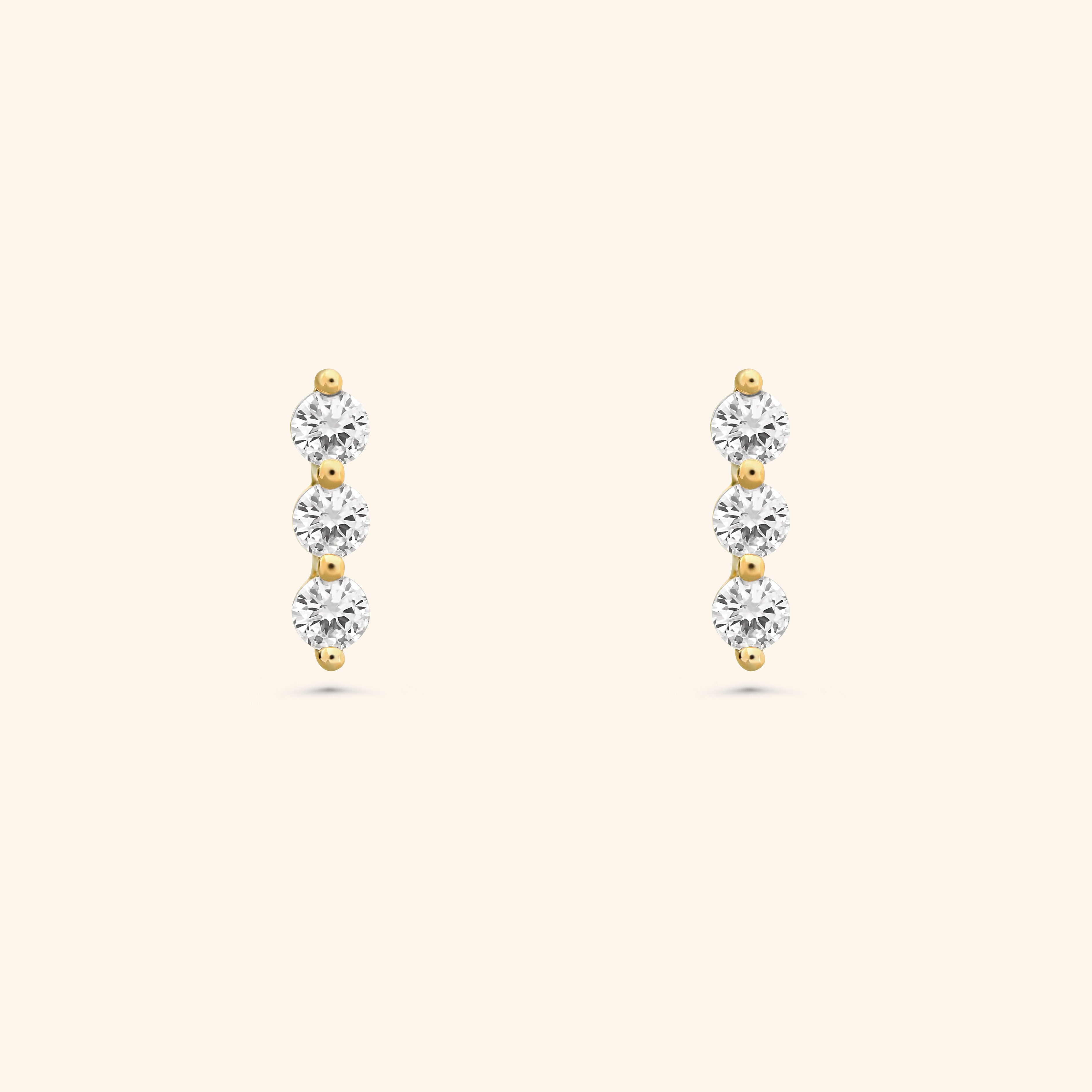 18K Yellow Gold Diamond Trio Stud Earrings