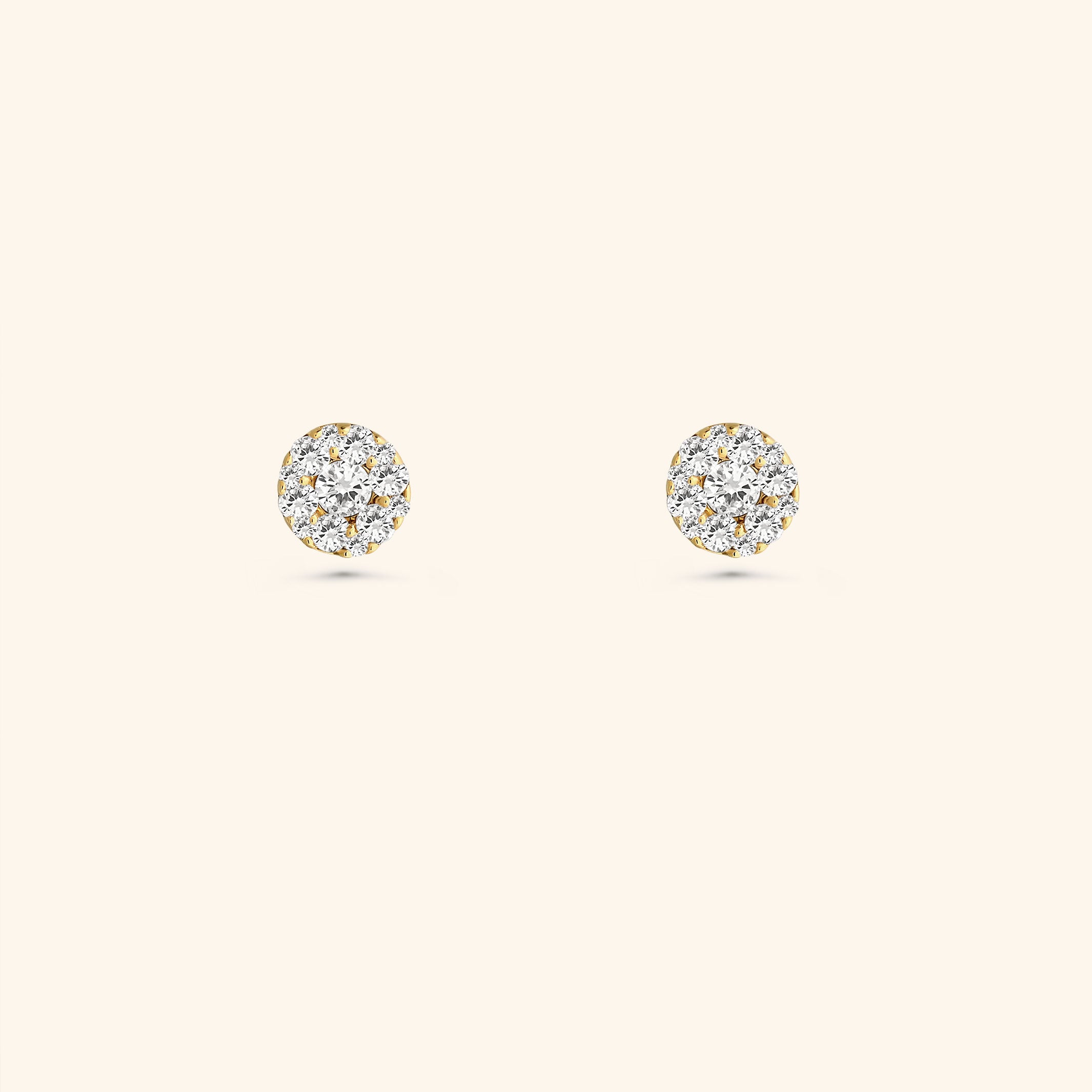 18K Yellow Gold Petite Cluster Diamond Stud Earrings