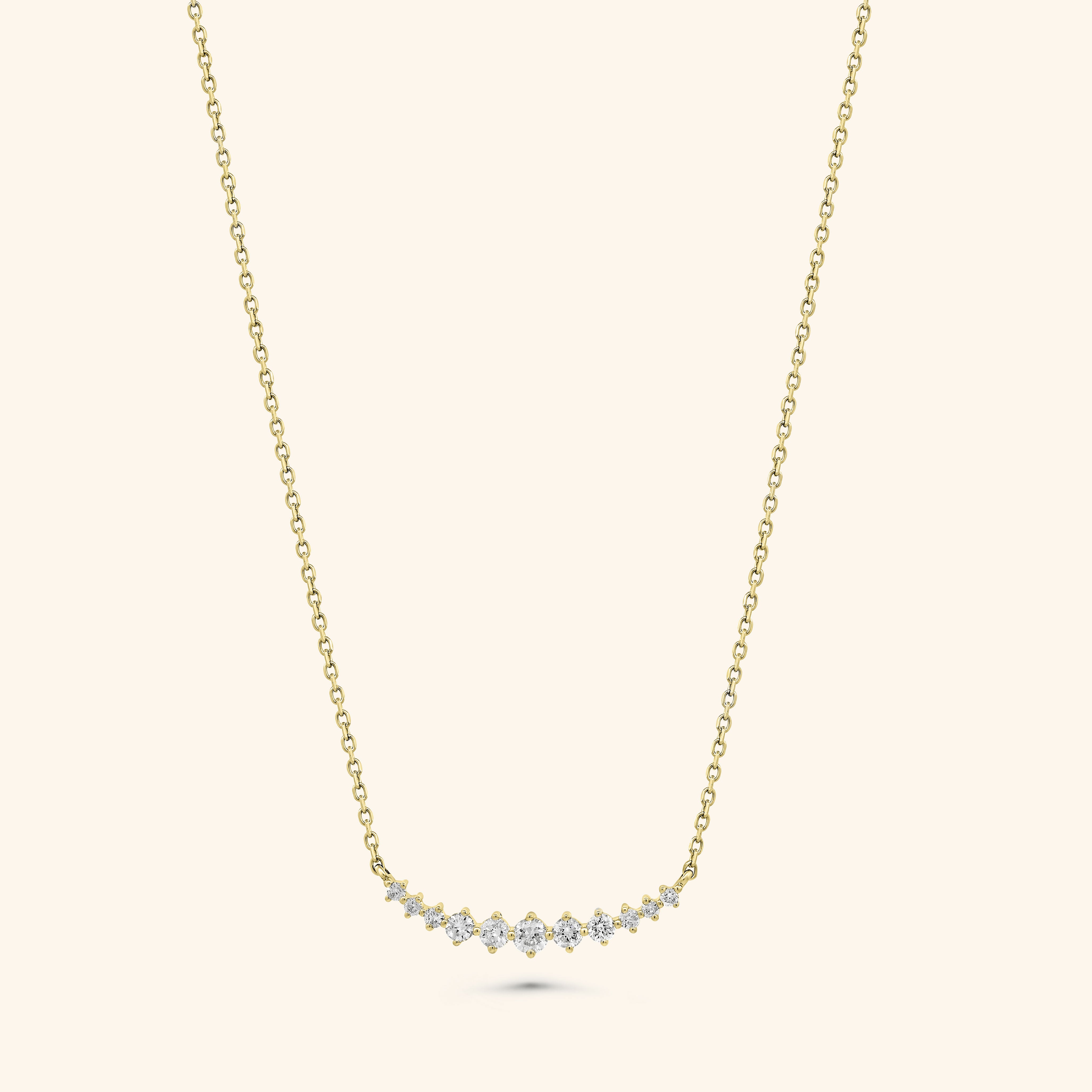 18K Yellow Gold Petite Crescent Diamond Necklace