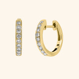 18K Yellow  Gold Petite Diamond Huggie Hoop Earrings