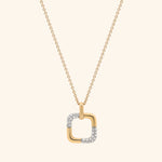 18K Yellow Gold Square Diamond Pendant