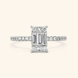 18K White Gold Baguette and Round Diamond Ring