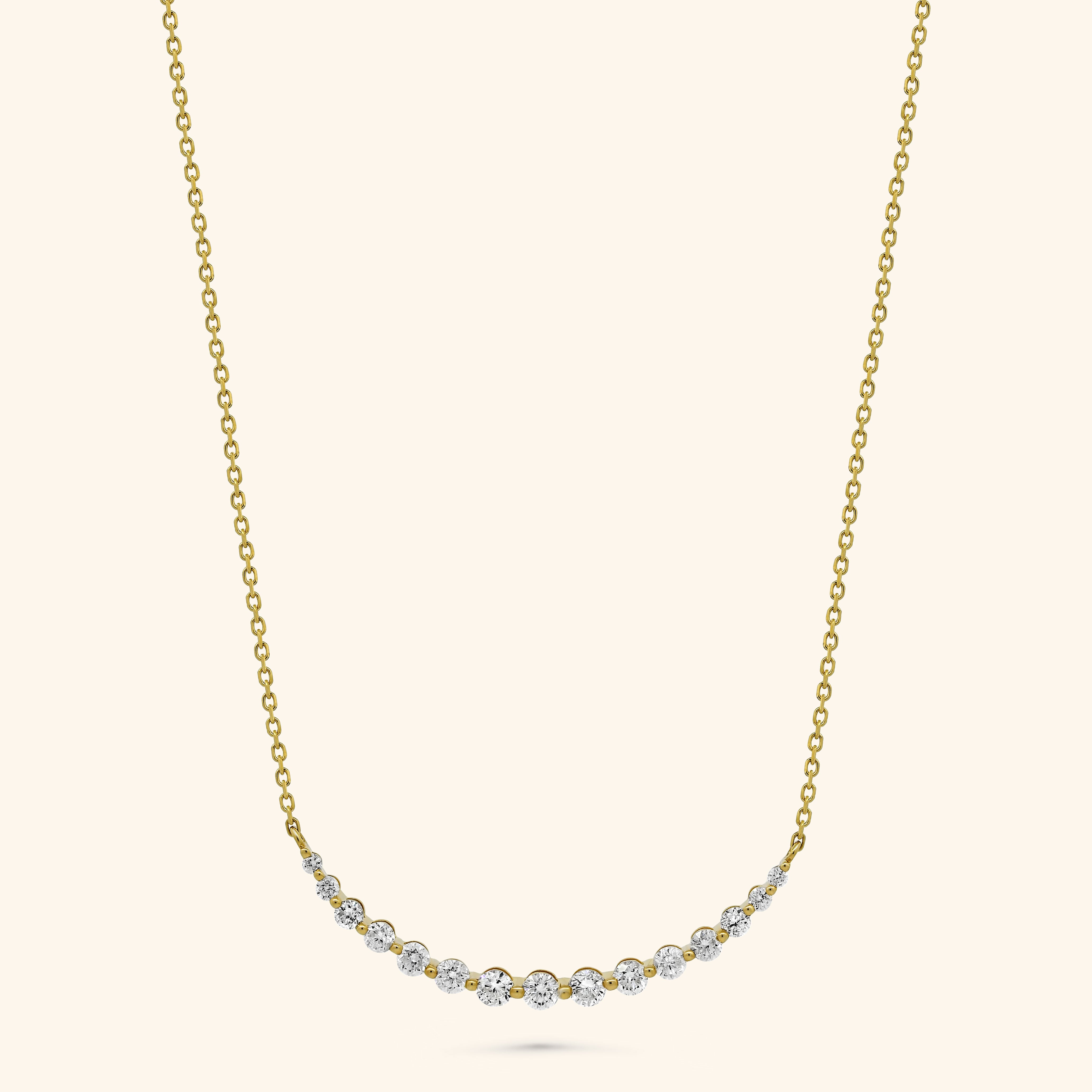 18K Yellow  Gold Crescent Diamond Necklace