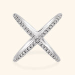 14K White Gold Diamond Criss Cross Diamond Ring