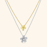 18K Yellow & White Gold Flowers Diamond Necklace