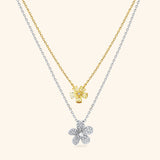 18K Yellow & White Gold Flowers Diamond Necklace