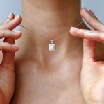 18K White Gold Multi Diamond Pendant with Halo with model