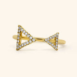 14K Yellow Gold Open Triangle Diamond Ring 