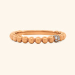 18K Rose Gold Beaded Ring with Diamond Accent