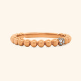 18K Rose Gold Beaded Ring with Diamond Accent