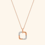 18K Rose Gold Square Diamond Pendant