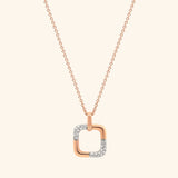 18K Rose Gold Square Diamond Pendant