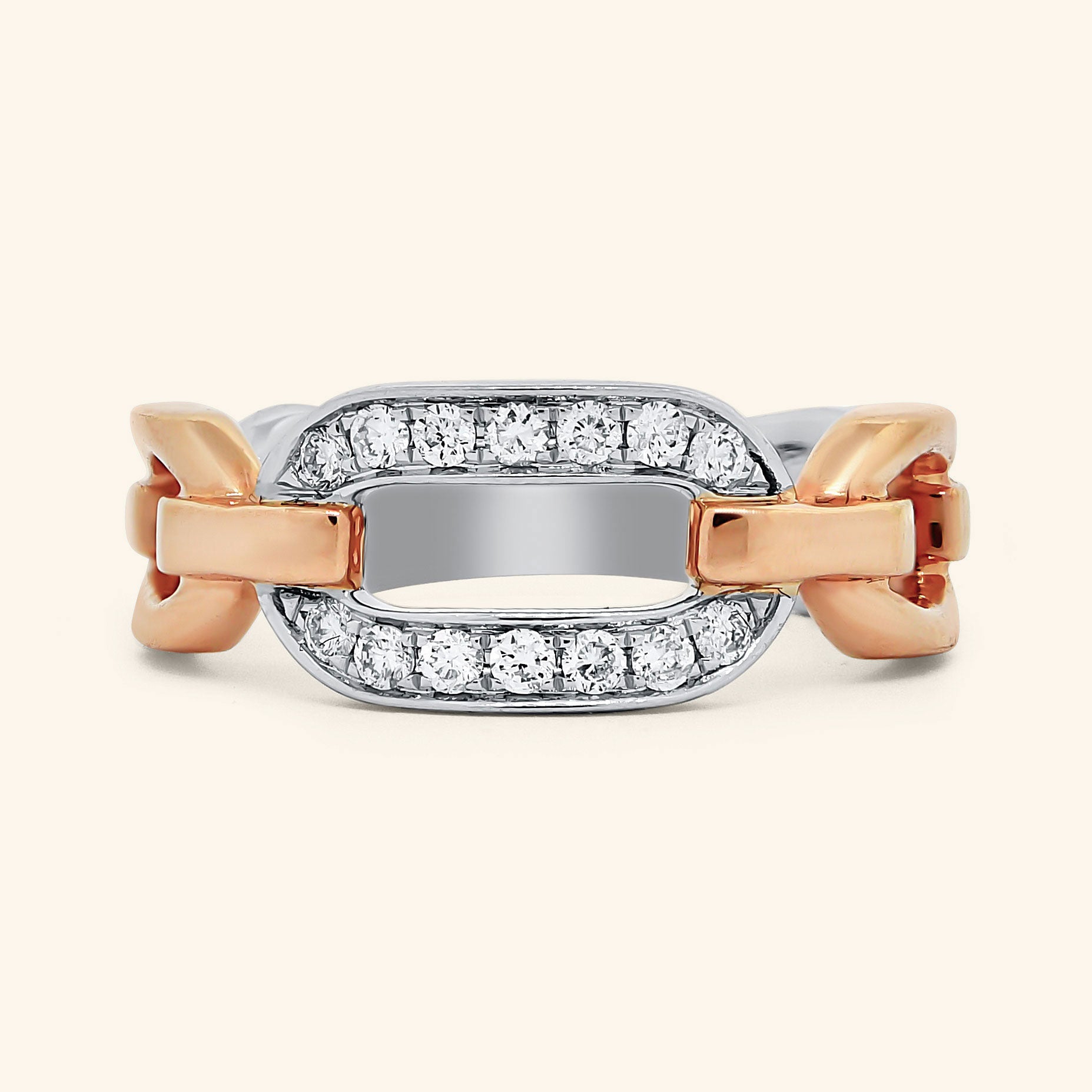 18K Rose Gold & White Gold Diamond Buckle Ring