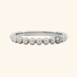 18K White Gold Beaded Ring with Diamond Accent