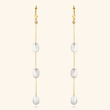 14K Yellow Gold Fresh Water Pearl Dangling Earrings