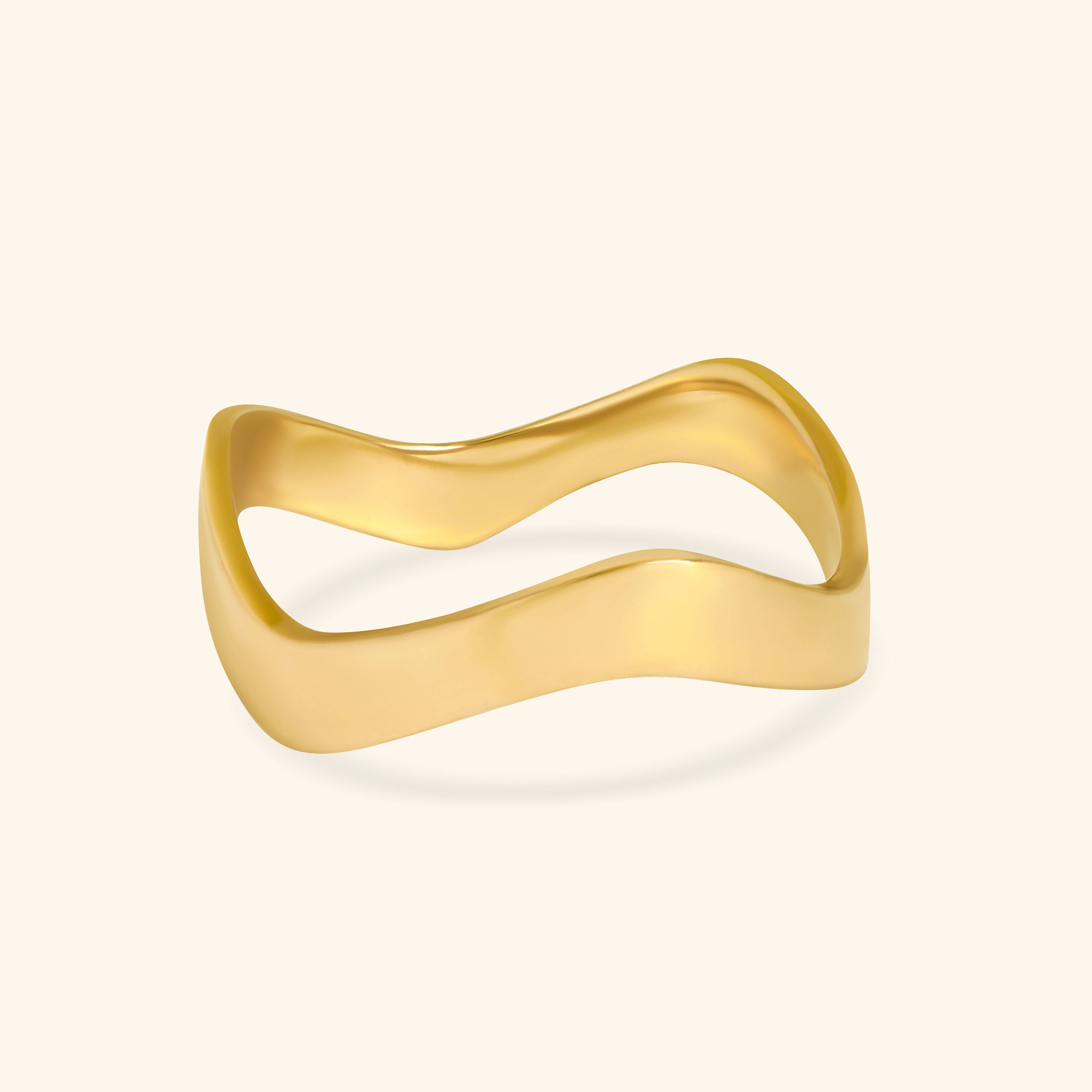 14K Yellow Gold Solid Wavy Band