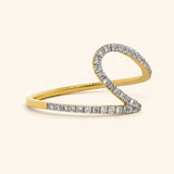 18K Yellow Gold Wavy Diamond Ring